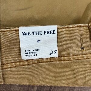 NEW Free People We The Free Chill Vibes Dropped Wide Leg Mustard Scout Jeans